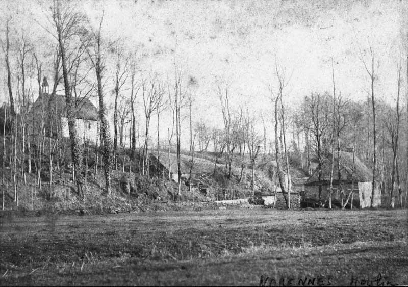 Chapelle et moulin à blé, vue prise du nord-ouest.