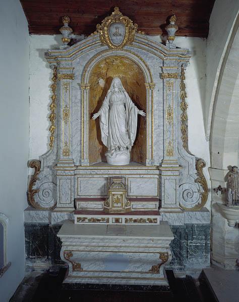 Retable, autel, tabernacle, statue (autel secondaire de la Vierge)