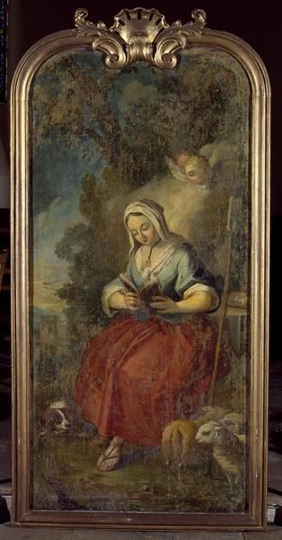 2 tableaux d'autel : saint Pierre, sainte Geneviève de Paris