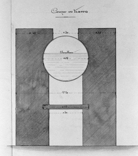 Ensemble industriel dit entreprise Frottin : coupe d'une chaudière cylindrique simple.