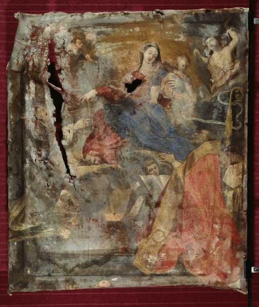Tableau : Vierge à l'Enfant avec saint Dominique et saint Martin