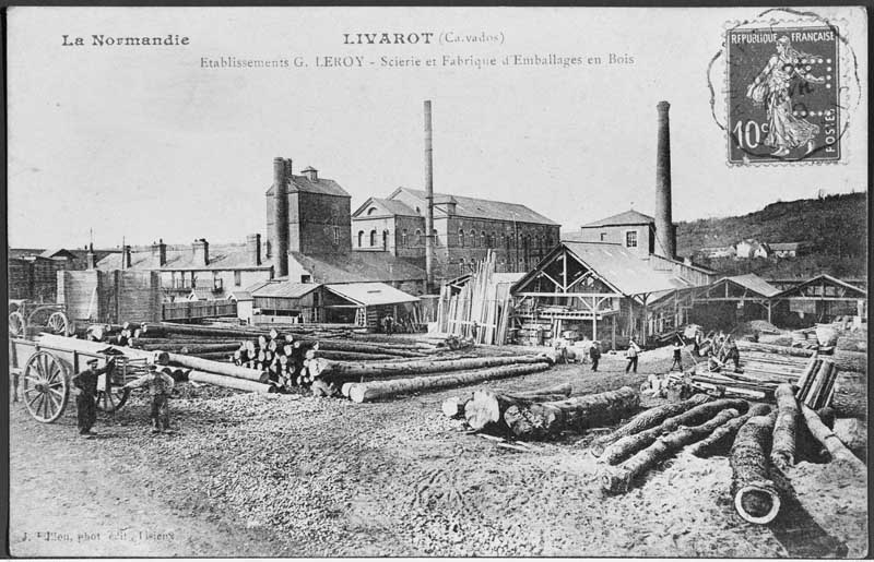 Etablissement G. Leroy. Scierie et fabrique d'emballage en bois.- Carte postale, éd. J. Filion photo, s.d., début 20e siècle.