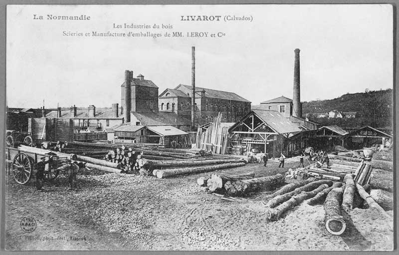 Les industries du bois. Scierie et manufacture d'emballage de MM. Leroy et Cie.- Carte postale, éd. J. Fillion photo, s.d., début 20e siècle. (Collection particulière P. Coftier).