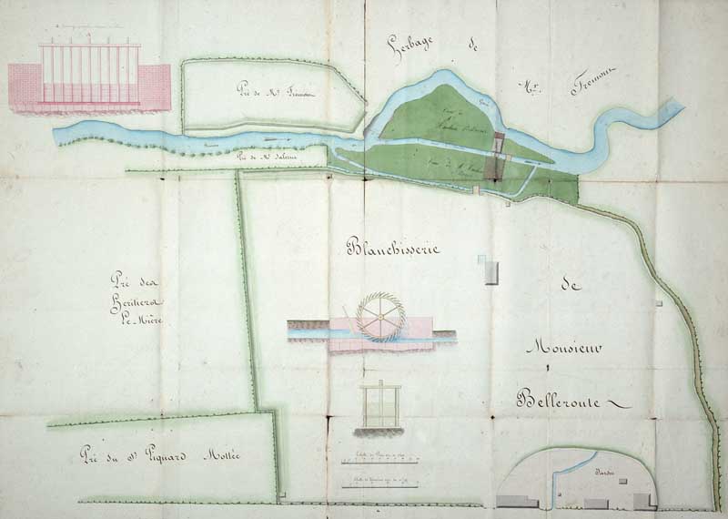 Blanchisserie de M. Belleroute.- Plan, s.d., vers 1837. (AD Calvados. S 12804a).