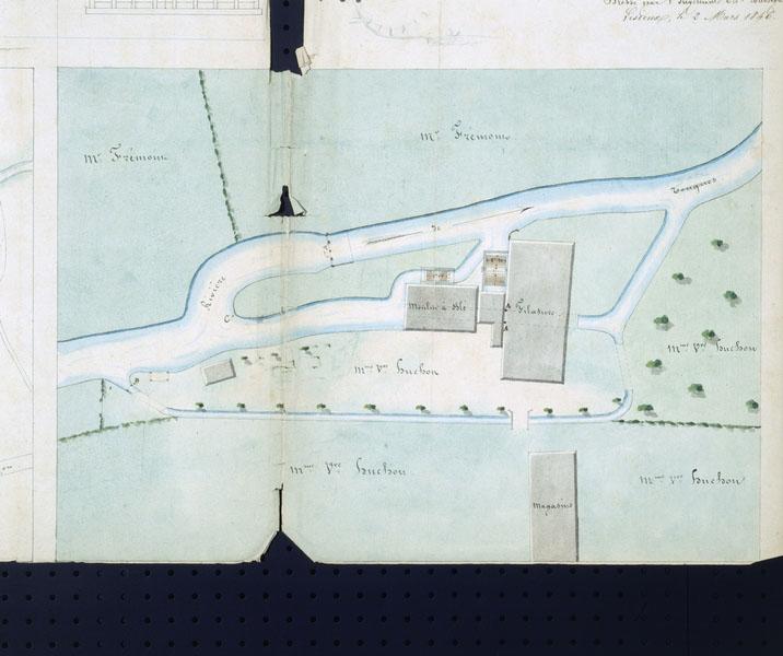 Dessins relatifs à l'instruction de la demande de Mme Vve Huchon, héritière du sieur Belleroute.