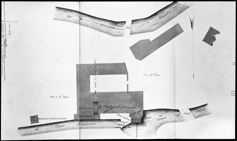 Plan accompagnant le réglement de la filature du sieur Thibout à Surville.