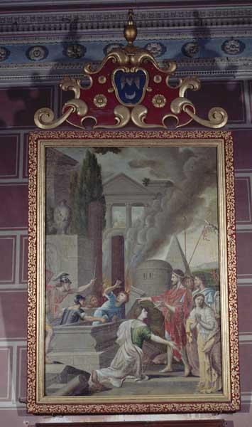 2 tableaux et cadres (en pendant) : le Jugement de Salomon, scène biblique