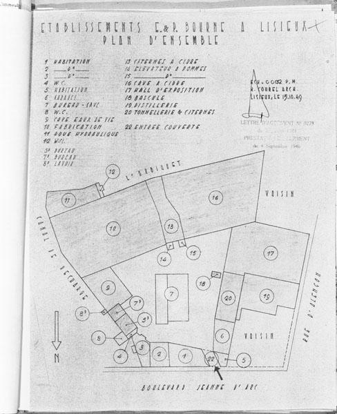 Etablissements Emile et Paul Bourné à Lisieux. Plan d'ensemble.