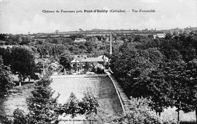 Château de Fourneau près de Pont-d'Ouilly (Calvados) - Vue d'ensemble.- Carte postale, s.d., début 20e siècle. (Collection particulière P. Coftier).