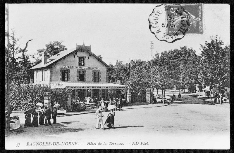 37 - Bagnoles-de-l'Orne - Hôtel de la Terrasse.- Carte postale, ND phot., début 20e siècle. (AD Orne).
