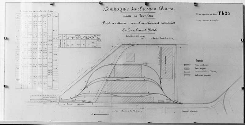 Compagnie du phospho-guano. Usine de Honfleur. Projet d'extension d'embranchement particulier...- Plan, septembre 1919. (Collection particulière CECA).