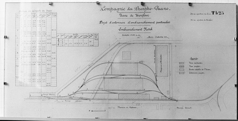 Compagnie du phospho-guano. Usine de Honfleur. Projet d'extension d'embranchement particulier...