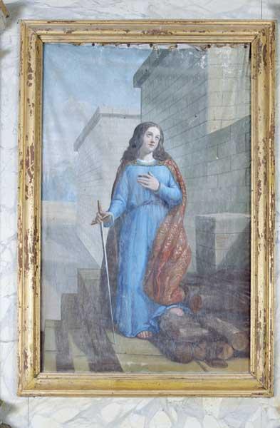 2 tableaux d'autel : Apparition de Notre-Dame de lorette, Martyre de sainte Barbe