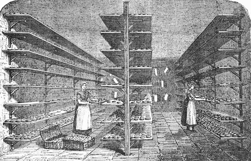 Haloir ou séchoir.- Gravure, de Victor Rose, tirée de : MORIERE, J. De l'industrie fromagère dans le département du Calvados. Annuaire des cinq départements de la Normandie, 1878, tome 45.