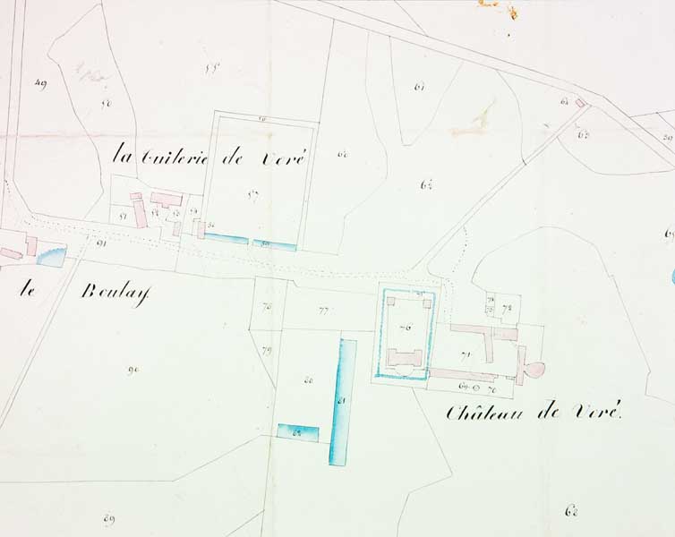 Cadastre napoléonien, section B. Détail.- Plan cadastral, 1812. (AD Orne. 3P2 345).