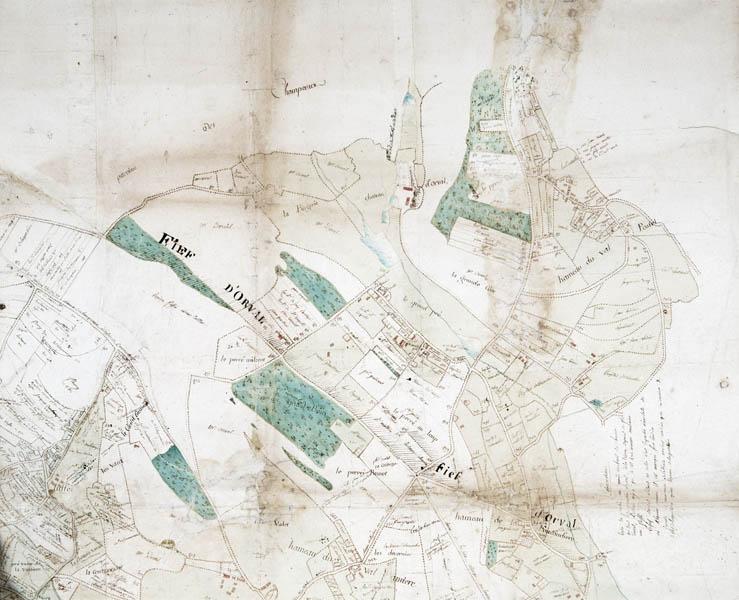 Plan cadastral des possessions et dépendances de l'abbaye d'Almeneches en la paroisse de Camembert... Détail.