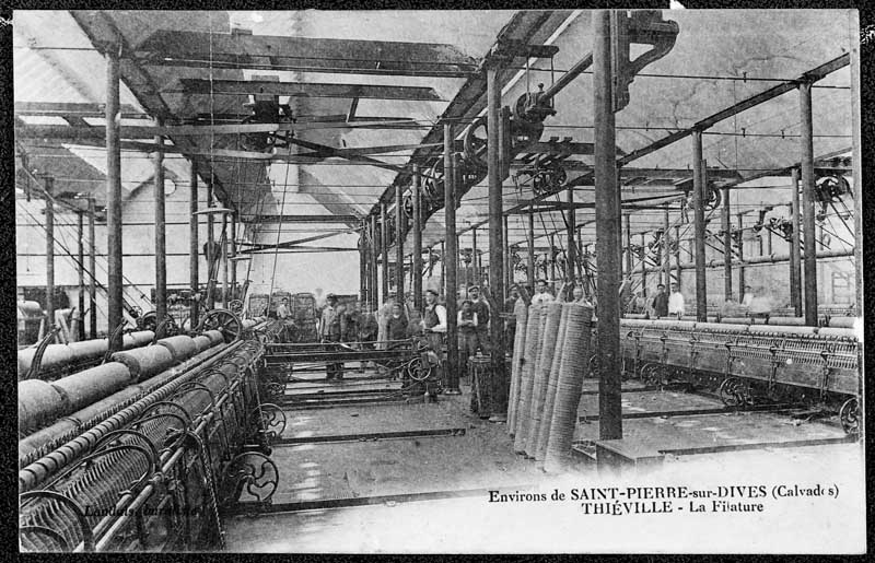 Environs de Saint-Pierre-sur-Dives (Calvados). Thiéville. La filature.- Carte postale, s.d., début 20e siècle. (Collection particulière P. Coftier).