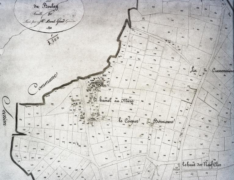 Cadastre, section H2, détail de la partie nord.- Plan cadastral, 1825.