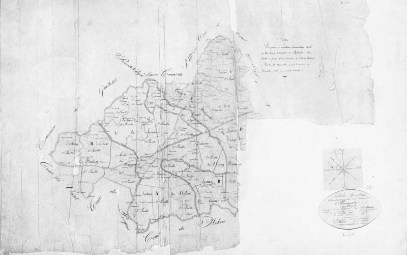 Cadastre, tableau d'assemblage.- Plan cadastral, 1825.