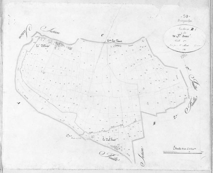 Cadastre, section B1.- Plan cadastral, 1825.