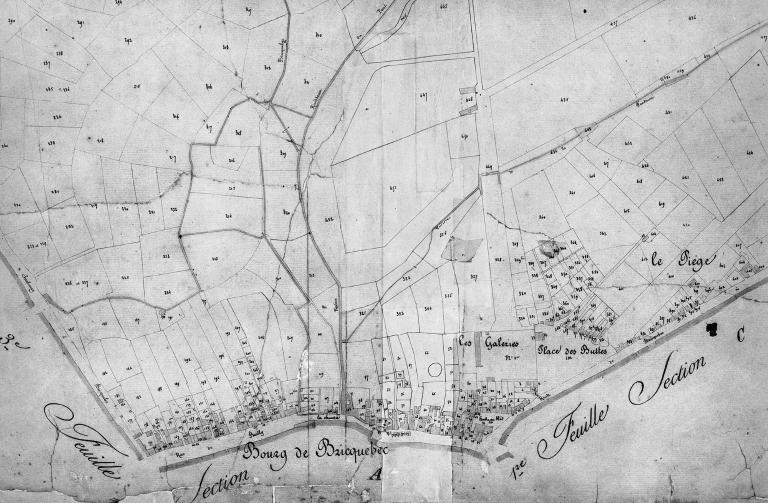 Cadastre, section G1, détail de la partie nord.- Plan cadastral, 1825.