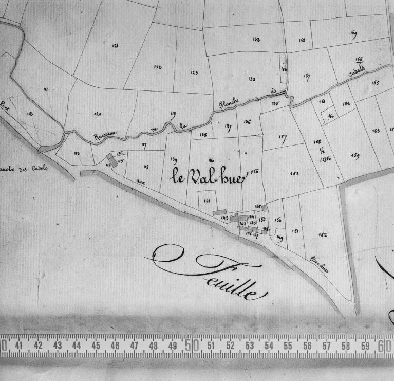 Cadastre, section B1, détail de la partie sud.- Plan cadastral, 1825.