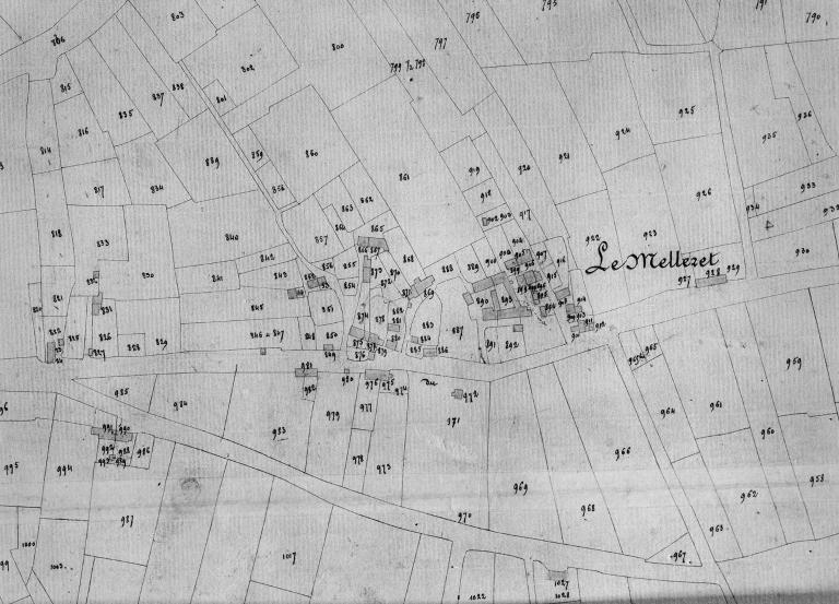 Cadastre, section C2, détail de la partie est.- Plan cadastral, 1825.