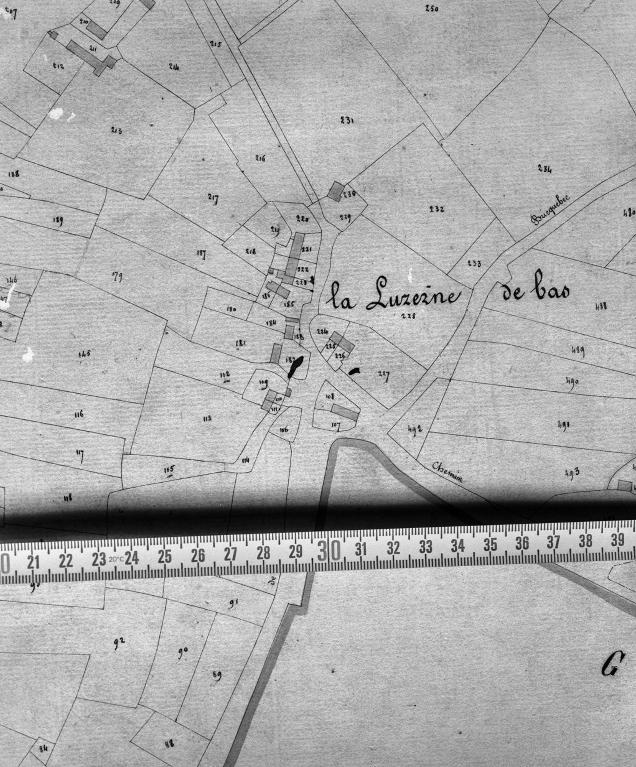 Cadastre, section F2, détail.- Plan cadastral, 1825.