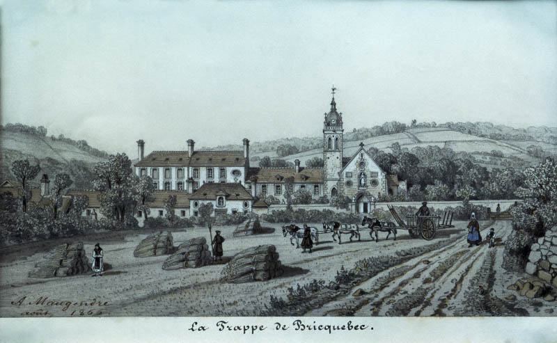 La Trappe de Bricquebec.- Dessin aquarellé, d'Adolphe Maugendre, 1866. (Collection particulière).