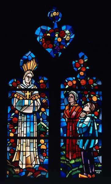 Vue d'ensemble de la baie 5 : Apparition de Notre-Dame de la Salette à deux enfants bergers.