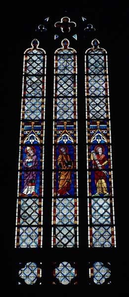 Vue d'ensemble de la baie 213 : trois apôtres dont saint Mathias à droite.