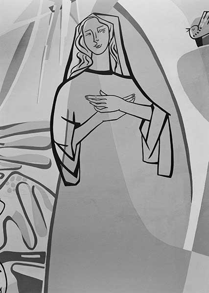 Choeur, un détail de la fresque d'Yvonne Guéguan.