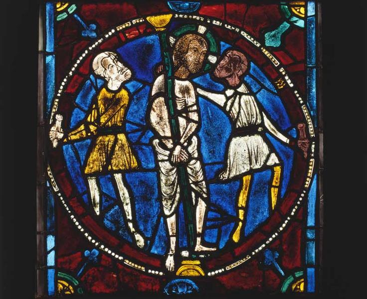 Détail de la baie 1 : flagellation du Christ (après restauration).