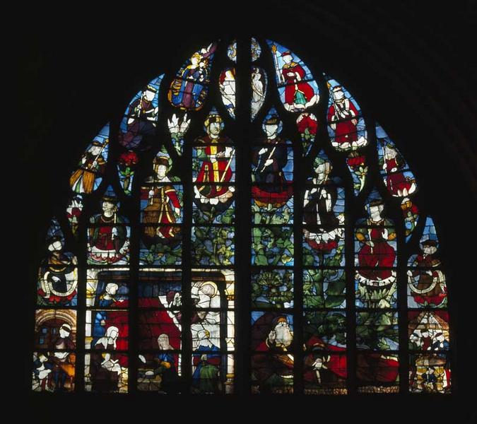 Vue d'ensemble de la baie 111 : arbre de Jessé et naissance de la Vierge.