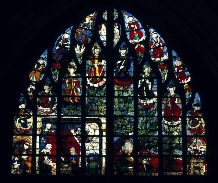 Vue d'ensemble de la baie 111 : arbre de Jessé et naissance de la Vierge.