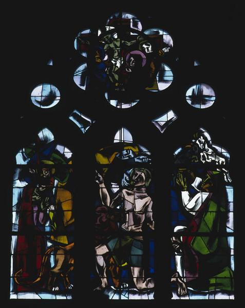 Vue d'ensemble de la baie 120 : Daniel dans la fosse aux lions nourri par Habaquq et Daniel voyant en songe le combat du bélier et du bouc.