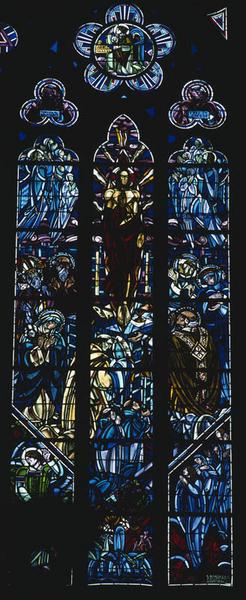 Détail des trois dernières lancettes de la baie 215 : Messe de saint Grégoire le Grand.