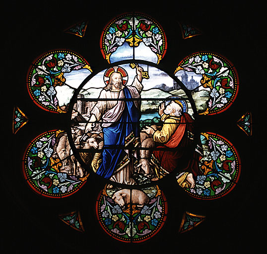 Verrière (figurée ; vitrerie) : Remise des clés à saint Pierre