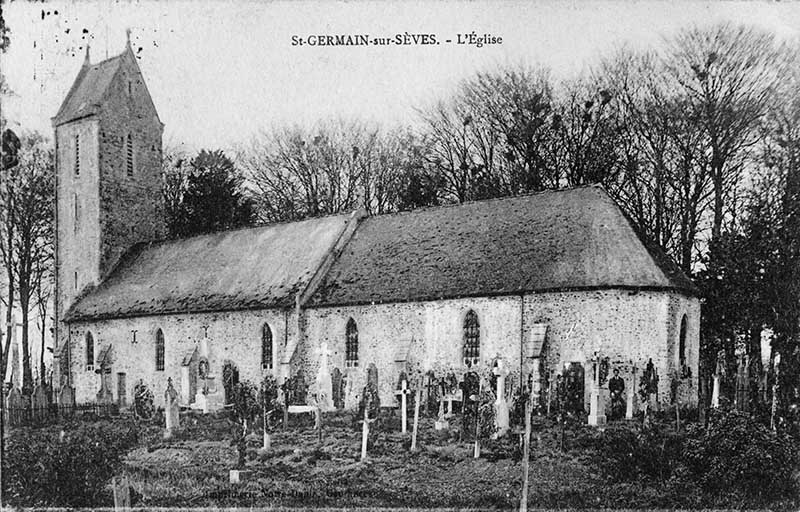 St-GERMAIN-sur-SEVES. - L'Eglise.- Carte postale, s.d., début 20e siècle.