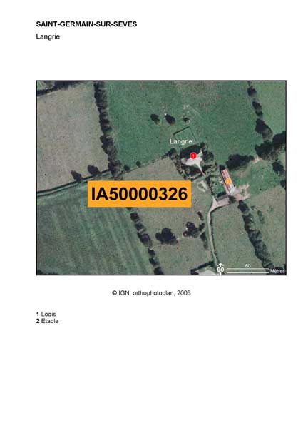 Localisation du logis et de l'étable (IGN, orthophotoplan, 2003).