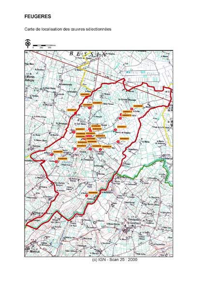 Carte de localisation des oeuvres sélectionnées.