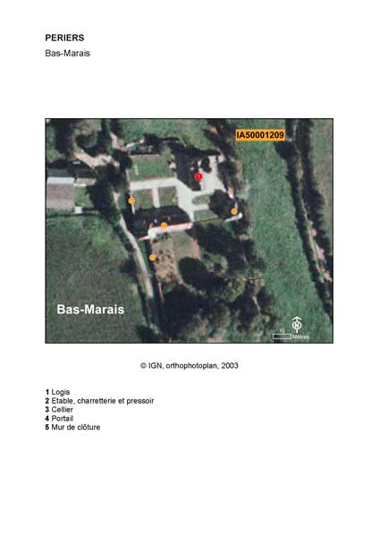 Localisation du logis et des bâtiments agricoles (IGN, orthophotoplan, 2003).