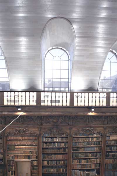 La salle de lecture du second niveau : élévation latérale, détail.