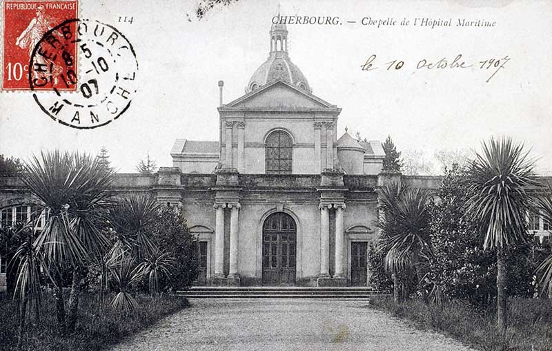114 Chapelle de l'Hôpital Maritime (le 10 octobre 1907).- Carte postale. (AD Manche. série FI).