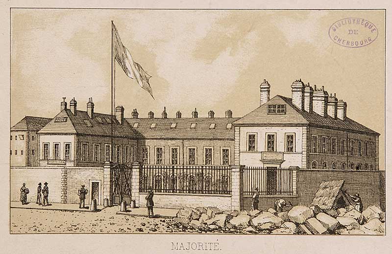 MAJORITE.- Lithographie n° 67 de Henry Thomas (graveur), 14,5 x 9 cm, s. d. (Bibliothèque municipale, Cherbourg-Octeville. Boîte PF 1).