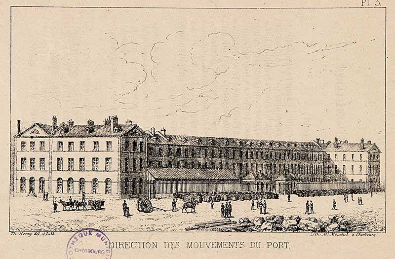 Direction des mouvements du port.- Lithographie n° 68 de Henry Thomas (graveur), s. d. (Bibliothèque municipale, Cherbourg-Octeville. Bopite PF 1).