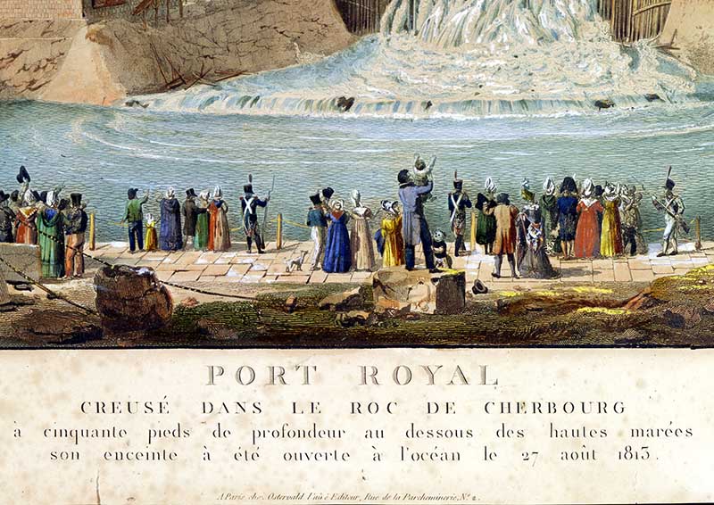 PORT ROYAL creusé dans le roc de Cherbourg. Détail.- Lithographie. (Musée d'art Thomas-Henry, Cherbourg-Octeville).