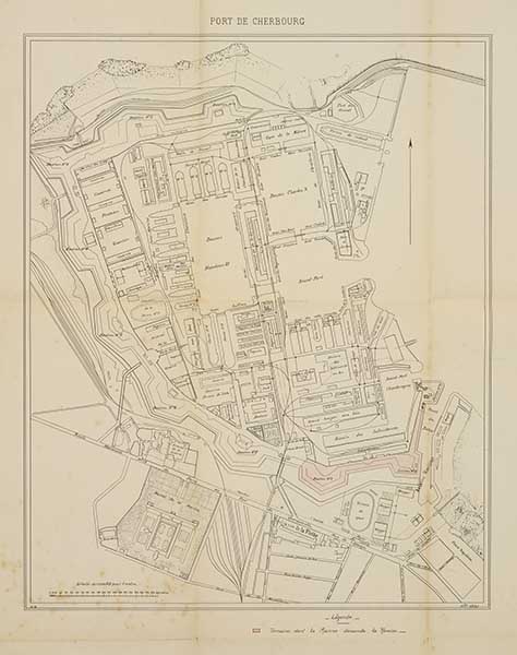 Plan légendé de l'arsenal.- Lithographie, 1920. (AD Manche. 4S 115).