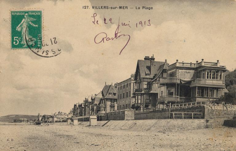 127. Villers-sur-Mer – La Plage.- Carte postale, A.D. collection, s.d., 1er quart 20e siècle. (Collection particulière G. Vauclin).