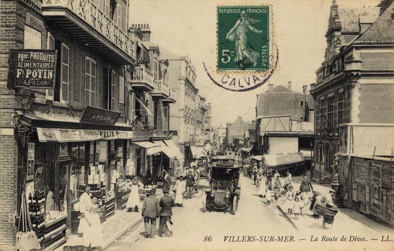86. Villers-sur-Mer. La route de Dives [rue du Général de Gaulle].- Carte postale, LL.